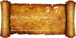 Höfler Tünde névjegykártya